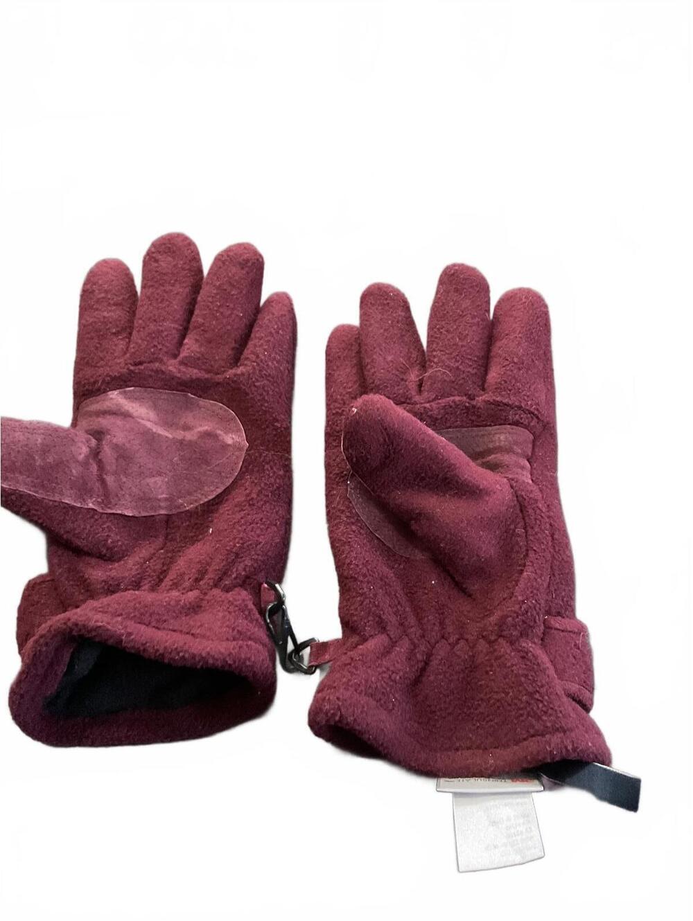 Cozy Burgundy Fleece Gloves with Adjustable Strap - Picture 4 of 6